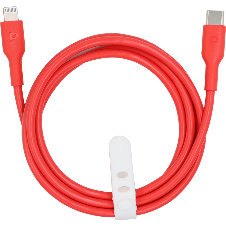 Powerology USB-C to Lightning Cable with 20W Power Delivery, 1.2m Cable Length, PVC Material, Universal Compatibility, Fast Data Sync & Charge - Red