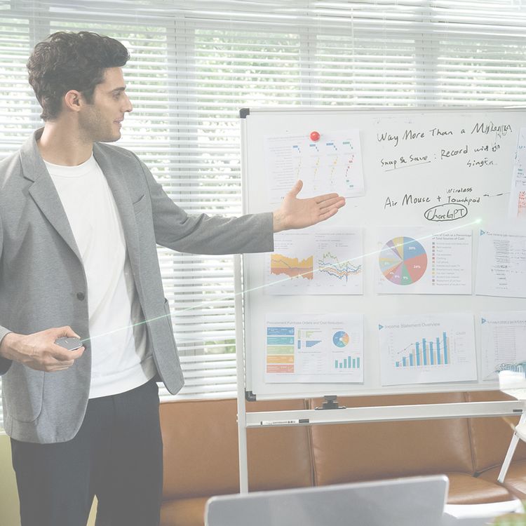 Porodo Vireo Smart Wireless Mouse for Desktop & Presentation, Spotlight Indicator Light, Adjustable DPI, 450mAh Battery Capacity, 2.5 Hours Charging Time, 20 Days Working Time, Bluetooth Version 5.0, Windows & MacOS Compatibility - Gray