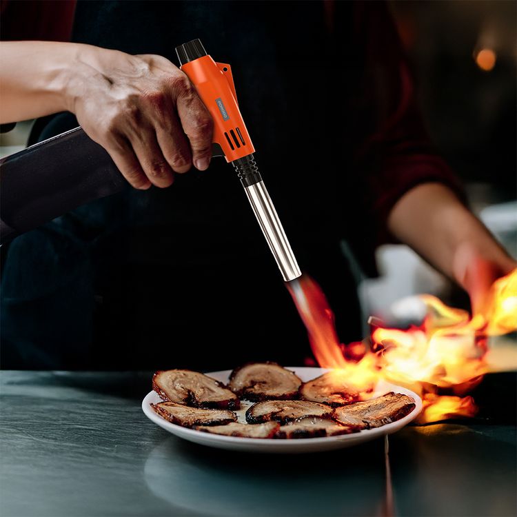 Porodo Flame Master Butane Gas Lighter with Piezo Ignition, 1300°C Maximum Temperature, 14mm Injector Size, Multi-Purpose Lighter, Adjustable Flame, Quick & Easy-to-Use - Black