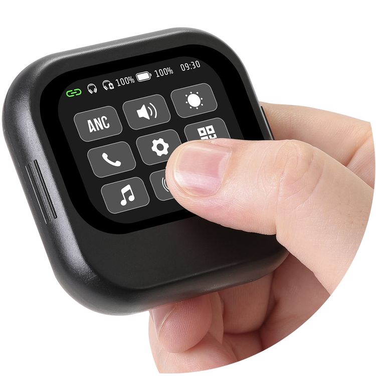 Porodo Soundtec Touchwave ANC Headphones with Detachable Touch Screen, 300mAh Battery Capacity, USB-C Charging Port, 2 Hours Charging Time, Bluetooth Version 5.4, 10m Transmission Range, Up to 29 Hours Play Time, Built-in Microphone, Immersive Audio, Compact Foldable Design - Black