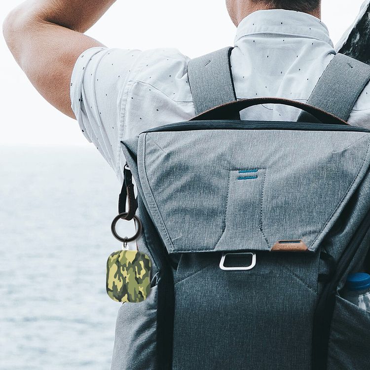 AhaStyle Premium TPU IMD Patterns Keychain AirPods Case Compatible for AirPods 3 Suitable with Wireless Charging - Universal Camouflage