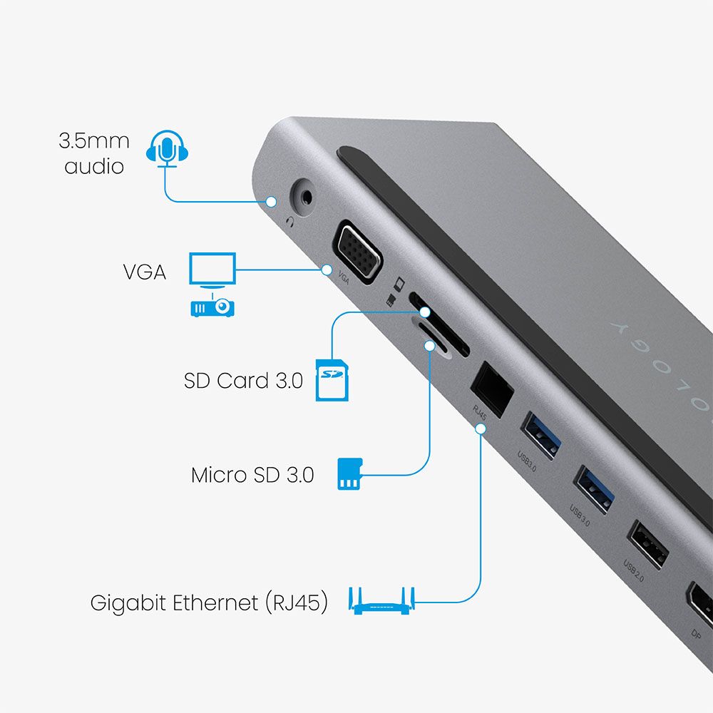 POWEROLOGY USB-C Hub 11 in 1 Multi-Port Adapter