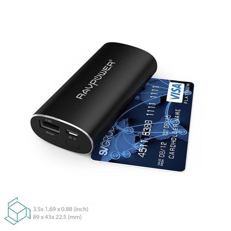 RAVPower Aluminum Power Bank 6700mAh with 2.4A Charging Output & iSmart Technology - Ergonomic Design Portable Charger Powerbank w/ LED Status Indicator & Full Protection - Black