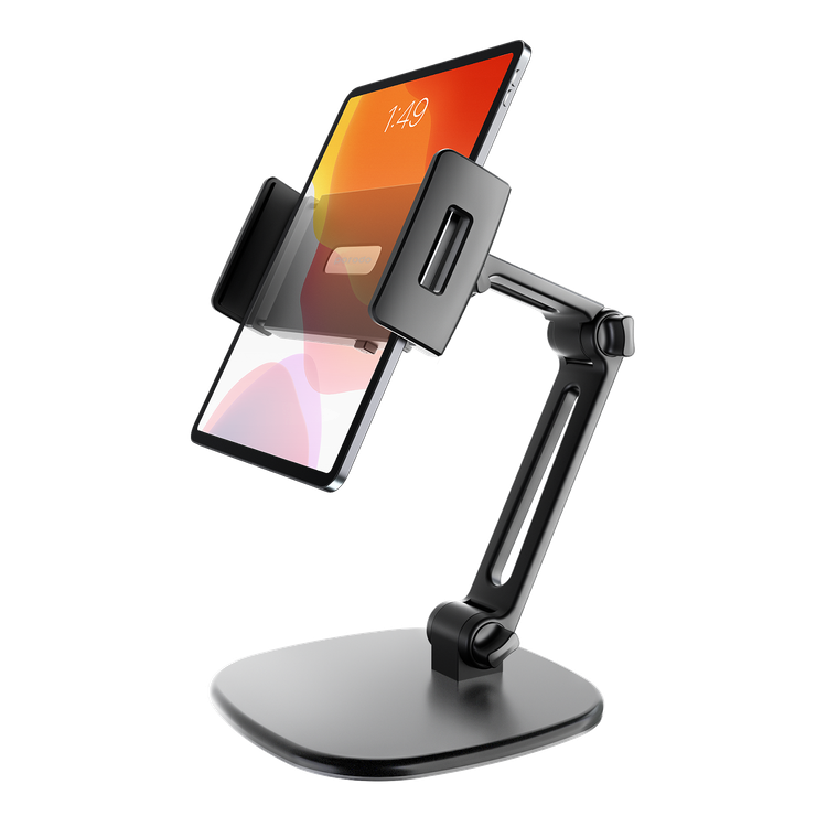 Porodo 360° Full Rotate Multi-Joint Universal Mount 4" - 12" Supported Devices, Stand Mount with Premium Aluminum Shell, Adjustable Mobile Phone & Tablet Holder - Gray
