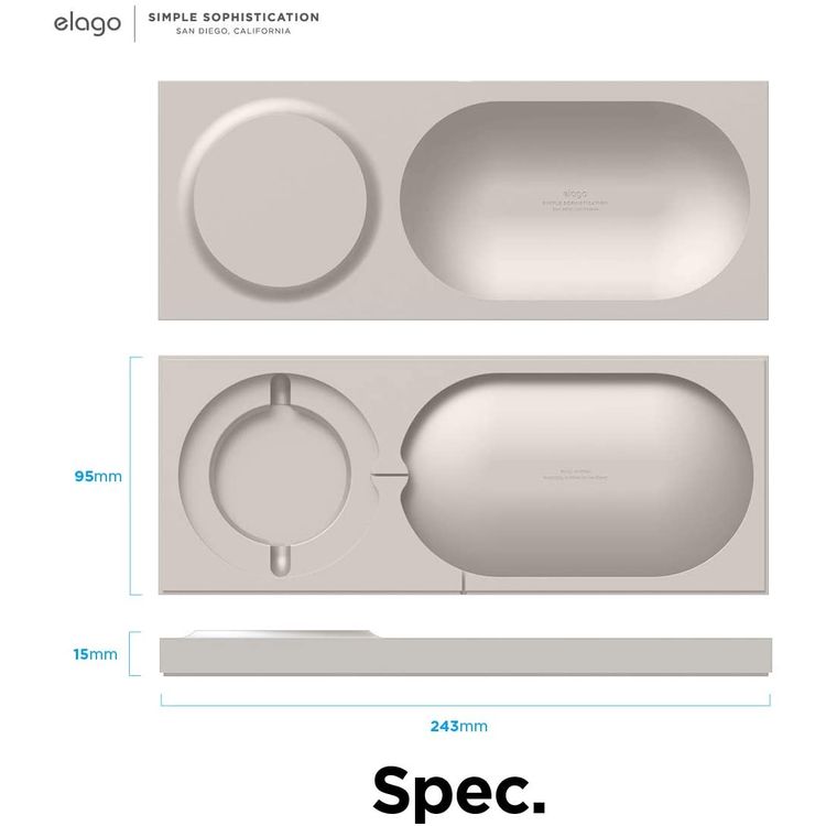 Elago Magsafe Hub Duo Case Compatible with MagSafe Charger | 2 in 1 Wireless Charging Station Case - Stone