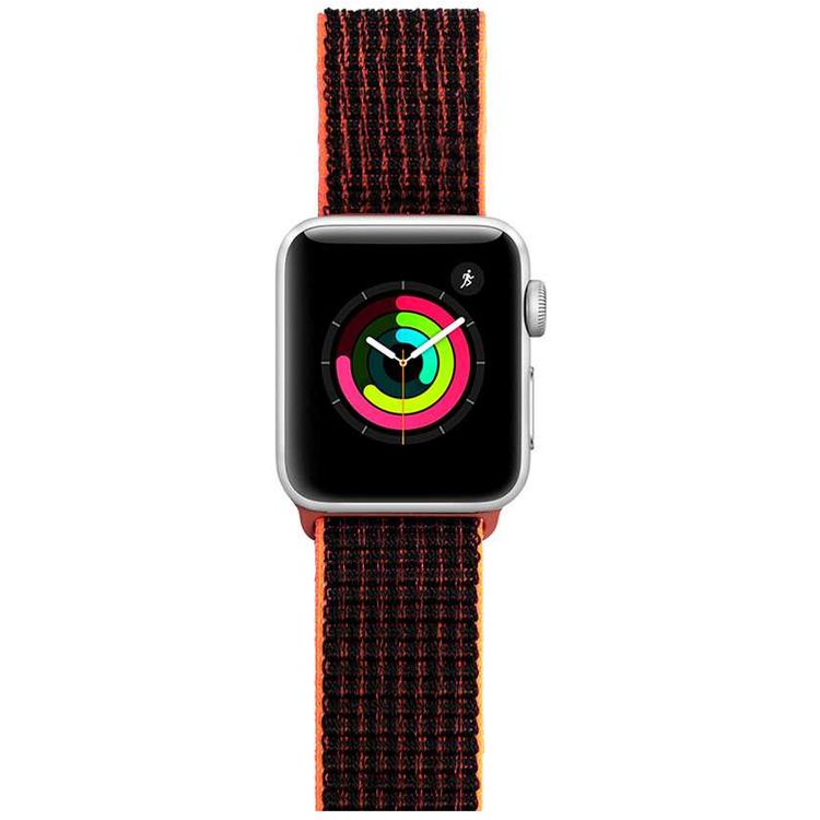 Porodo Nylon Watch Band Compatible For Apple Watch 44mm/42 - Black /Red 