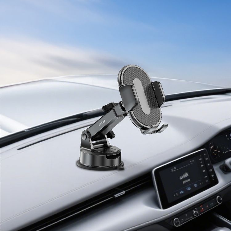 Green Lion Strong Hold X Phone Holder with Washable Suction Cup, Compatible with 4.7"-6.9" Devices, Anti-Slip Base, Quick Release Button, Adjustable Telescopic Arm - Black