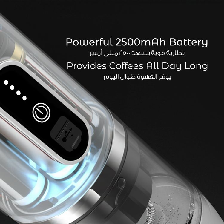 LePresso 4-in-1 Portable Coffee Machine with Milk Frother, 80mL Capacity, 20BAR Pressure, 2500mAh Battery Capacity, 100W Power, Compatible with Coffee Powder & Capsules, 3-4 Minutes Brewing Time - White