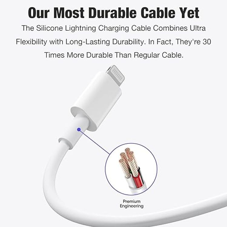 Apple USB-C to Lightning Cable 2m; tangle free, lightweight, fast charging - White