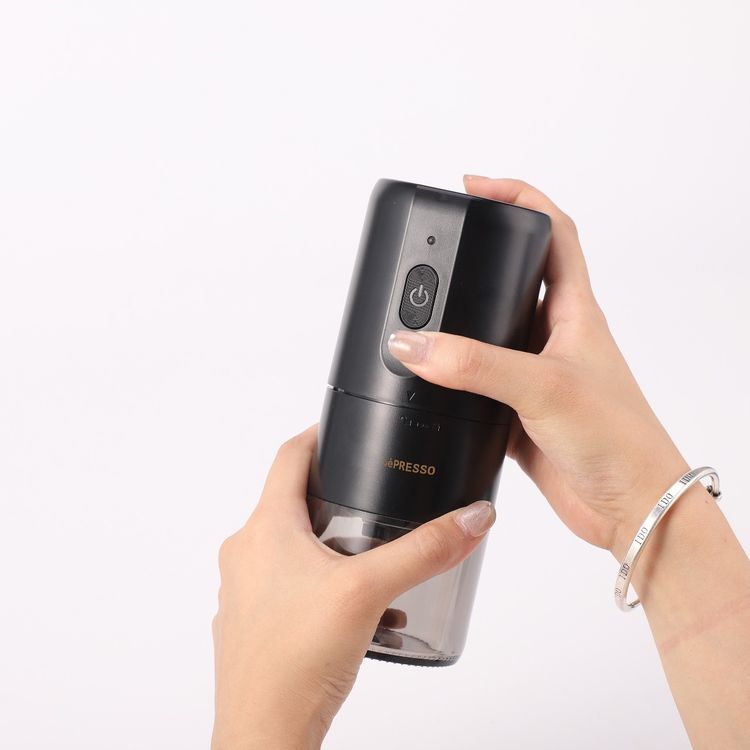 LePresso Conical Burr Grinder, 1200mAh Battery Capacity, 3 Hours Charging Time, Type-C Charging Port, Adjustable Grind Size, 160g Powder Container - Black