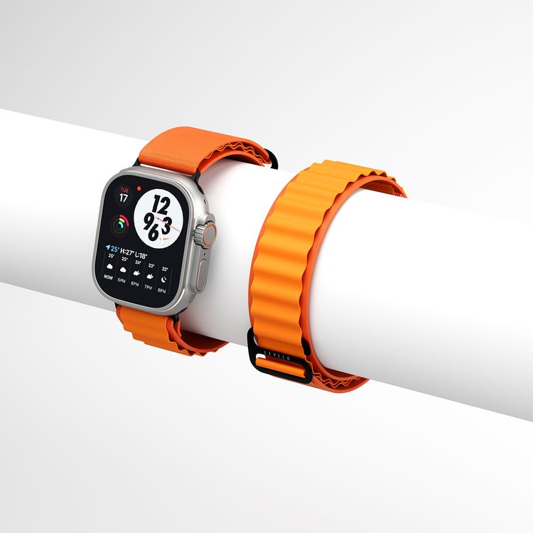 Levelo Ace Loop Watch Strap with Titanium G Hook Buckle for Apple Watch 49/45mm, Sweat & Water Resistant, Compatible with SE, Series 8, 7, 6, 5 & 4, Soft & Comfortable Fit - Orange