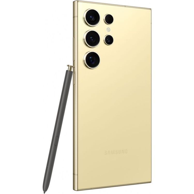 هاتف سامسونج جالاكسي إس 24 ألترا الذكي بتقنية شبكة الجيل الخامس، قلم S Pen مدمج، شاشة Dynamic AMOLED 2x مقاس 6.8 بوصة، ذاكرة وصول عشوائي (RAM) سعة 12 جيجابايت، سعة تخزين 1 تيرابايت، دقة كاميرا 200 ميجابكسل، معالج ثماني النواة، شريحتي اتصال eSIM، بطارية تدوم طويلاً - أصفر تيتانيوم