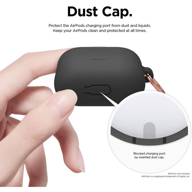 Elago Skinny Hang Case Cover Compatible for Apple AirPods 1&2 Generation, Upgraded Premium Silicone, Front LED Visible, Scratch Resistant, Drop Resistant, Protective Cover