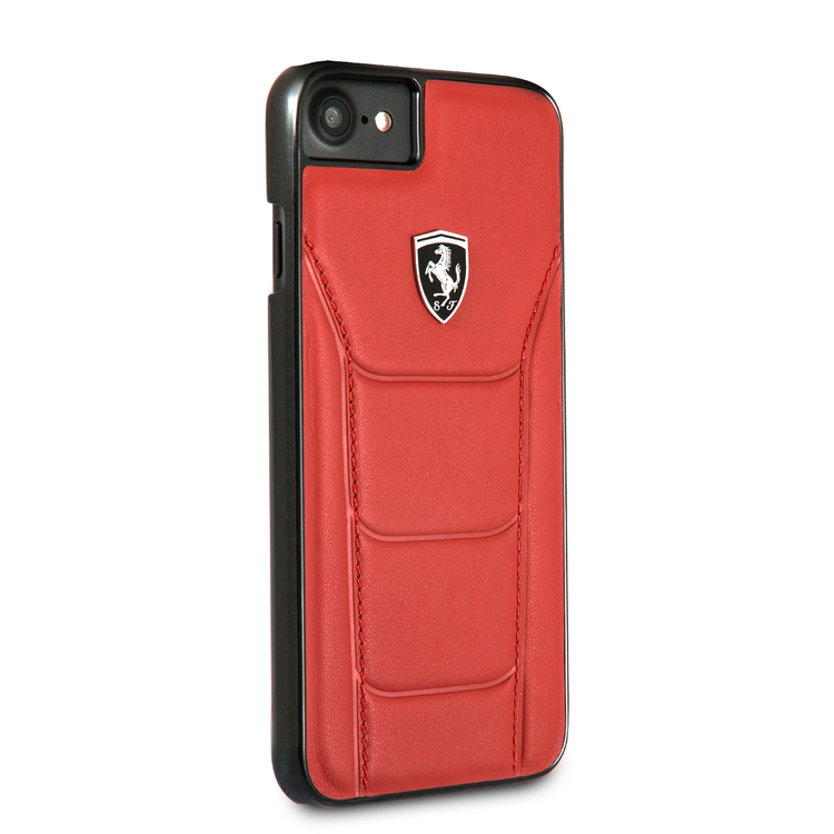 CG MOBILE Ferrari Heritage 488 Genuine Leather Hard Phone Case Compatible for iPhone 7 / 8 | Shock & Scratch Resistant Mobile Case Officially Licensed - Red
