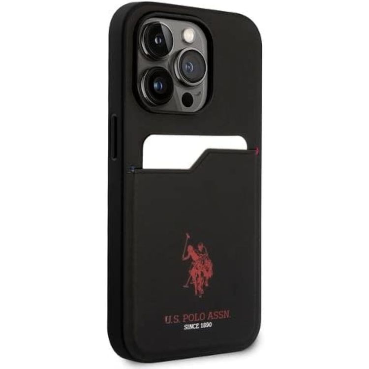 U.S.Polo Assn. PU Card Slot DH Hard Case  - Black - iPhone 15 Pro