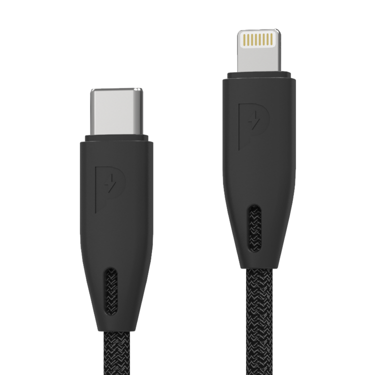 Powerology Fast Charging Cable, [MFi Certified] USB C to Lightning Braided Fast PD Charge 2 meter / 6.6 feet with iPhone 12 Pro Max/12 Mini/12, 11 Pro Max/11 Pro/11, XS Max/XS/XR/X, 8 Plus/8 (Black)