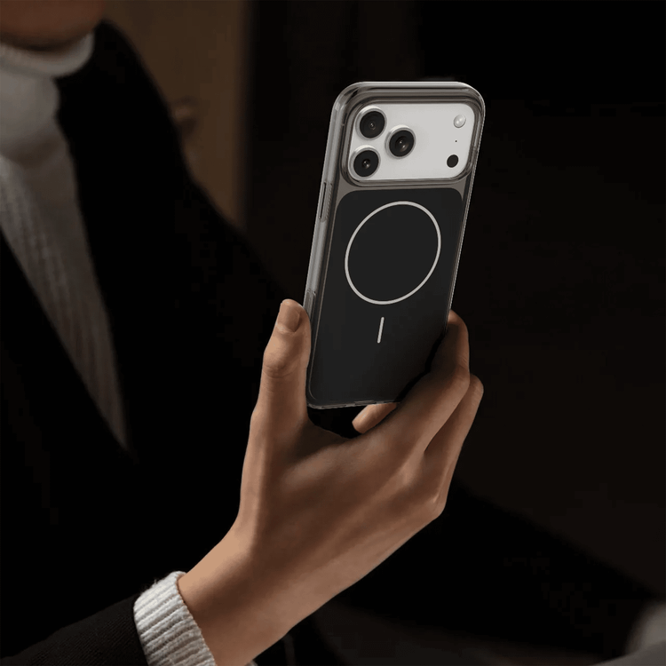 Levelo Opulent Full PC iPhone 17 Pro Max Case with Strong N52 Magnets, MagSafe Compatible, Camera Control Button, Ever-Clear Technology, 2.0mm PC Frame, Raised Bezel Protection, Military-Grade Protection, Shock-Resistant Bumper, Anti-Scratch Cover - Phantom Black