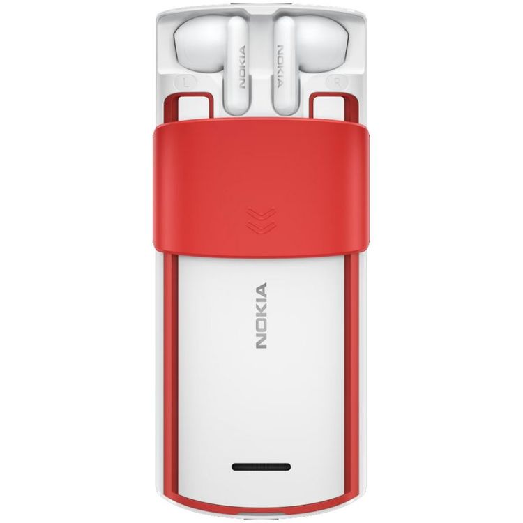 Nokia 5710 Xpress Audio Feature Phone with built-in wireless earbuds, 4G Connectivity, (Dual SIM) - White and Red