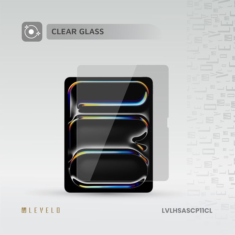 Levelo High Silicone Aluminum Glass HD Screen Protector for iPad Pro 11" 2024, Scratch Resistance, Touch Sensitivity, Hydrophobic & Oleophobic Coating - Clear 