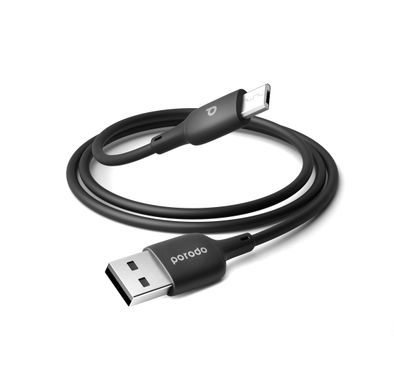 Porodo Blue PVC Micro Cable 1m/3.2ft, USB-A to Micro, Charge & Sync, Smart Design - Black