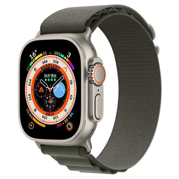 Green Lion Alpine Loop Nylon Strap for iWatch, Comfortable Wearing, Premium Material, Compatible with Apple Watch 42/44/45/49 mm, Available in Various Colors - Green