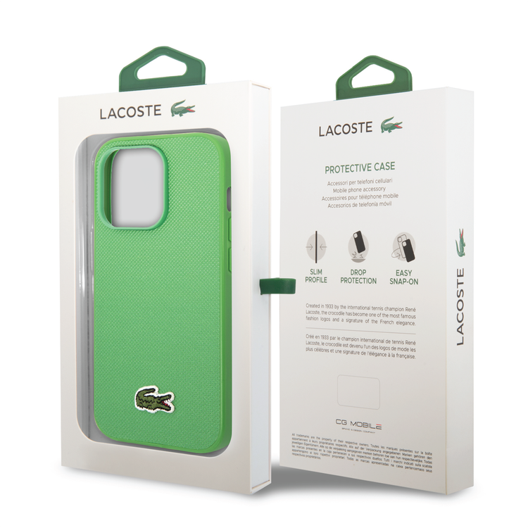 Lacoste Hard Case Iconic Petit Pique PU Woven Logo Estragon Compatible with iPhone 14 Pro Max - Green