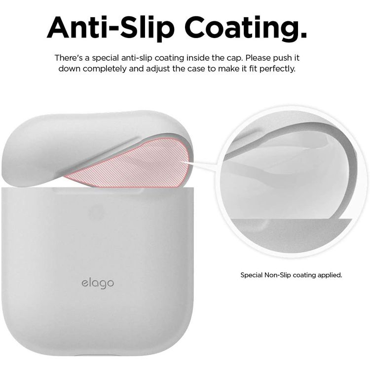 Elago Basic Skinny Case for Apple AirPods 1&2 Generation, Upgraded Premium Silicone, Front LED Visible, Dustproof Protective Cover, Compatibility With Wireless Chargers Nightglow Blue