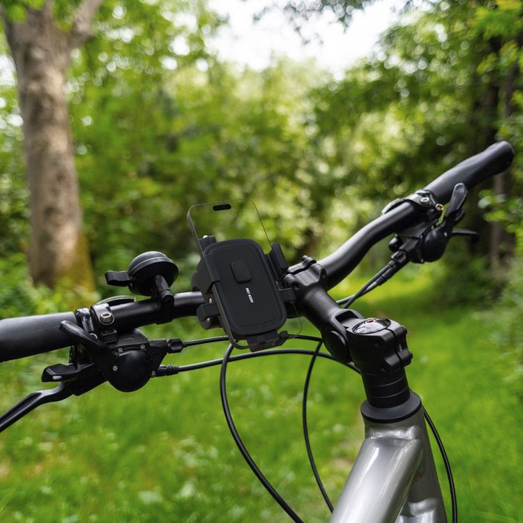 Green Lion Ride Mount Bike Phone Holder with Quick-Release Button, Adjustable Viewing Angle, Compatible with 4.7-6.8" Devices, 15-40mm Mount Clamping Range, Non-Slip Grip - Black