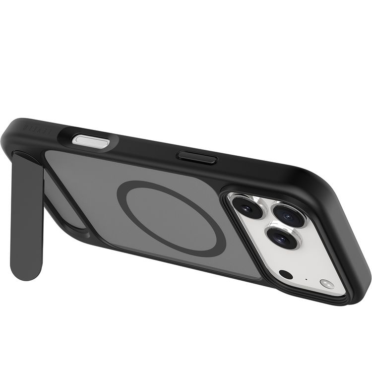 Levelo Matteo Hybrid Kickstand Case with Matte Design for iPhone 17 Pro, Anti-Fingerprint Coating, Impact-Resistant Corners, Raised Bezels for Camera & Screen, MagSafe Compatible, Shock-Resistant Bumper, Drop-Tested - Black