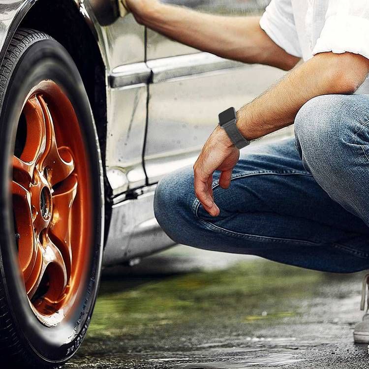 AhaStyle Tire Texture Premium Silicone Watch Band Compatible for Apple Watch 40mm, Fit & Comfortable Replacement Wrist Band, Adjustable Straps - Black