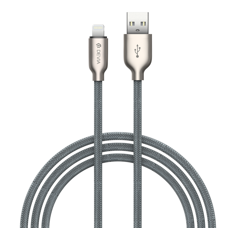 Devia Storm Series Zinc Alloy Braided Lightning Cable 1M 2.1A - Silver