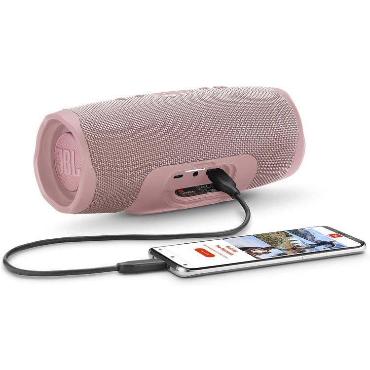 JBL Charge 4 Portable Wireless Bluetooth Speaker with Built-in Power Bank, 7500mAh Battery 20-hours Playtime, IP67 Waterproof & Dustproof Feature - Pink