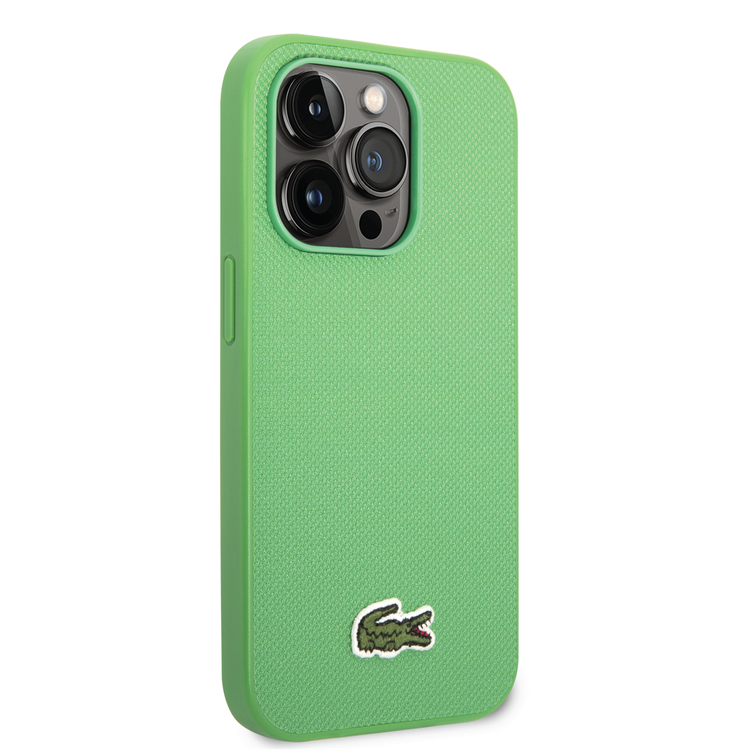 Lacoste Hard Case Iconic Petit Pique PU Woven Logo Estragon Compatible with iPhone 14 Pro - Green