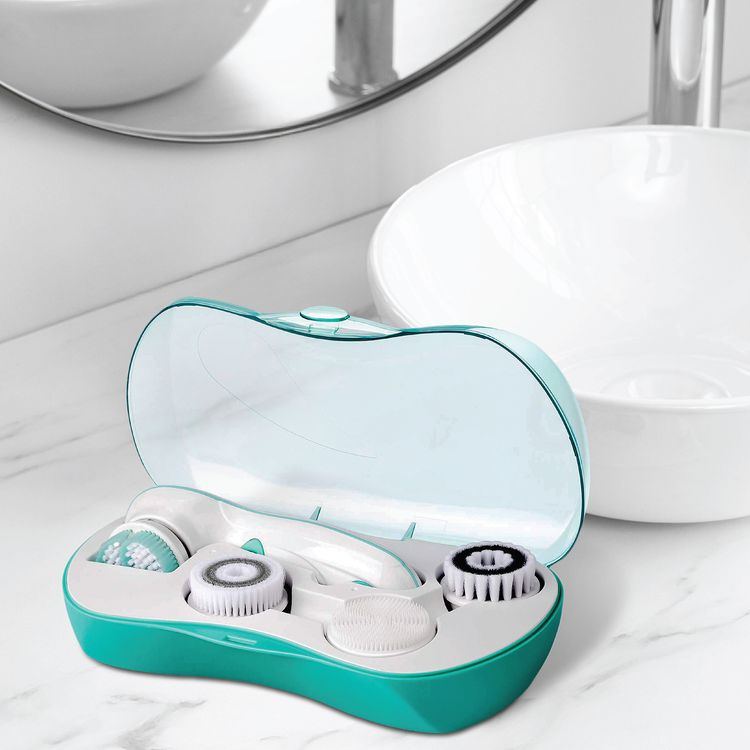 Porodo 4-in-1 Facial Cleansing Brush with 4 Brush Attachments, 2 Speed Levels, 360° Rotation, 500mAh Battery Capacity, 2 Hours Working Time, IPX6 Water Resistance Level, Type-C Charging Interface - White