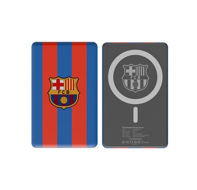 FC Barcelona PB-W5K MagSafe 5000mAh Power Bank with 15W Maximum Wireless Output, LED Light Indicator, Pass-Through Power Technology, 3000mAh Rated Capacity - Red / Blue