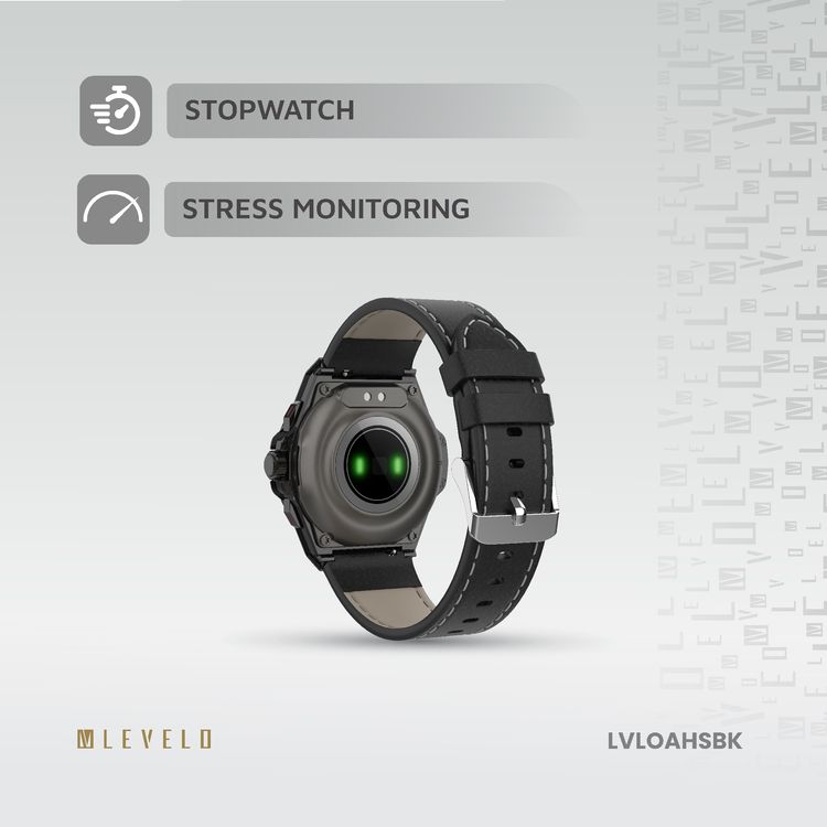 Levelo Oak Automatique Hybrid Smart Watch, Amoled Display, IP68 Water Resistant, Health Monitoring - Black 