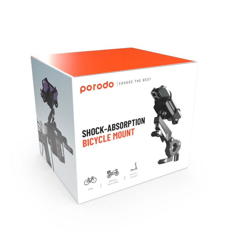 Porodo Secure Grip Shock-Absorption Bicycle Mount - Black