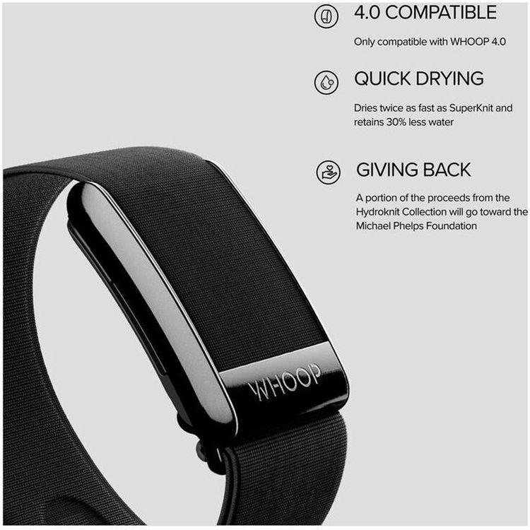 WHOOP HydroKnit Wristband for WHOOP 4.0, Quick Drying, 24cm Length, Stainless Steel, Adjustable for All Wrist Sizes, Polyester & Elastane - Night Swim