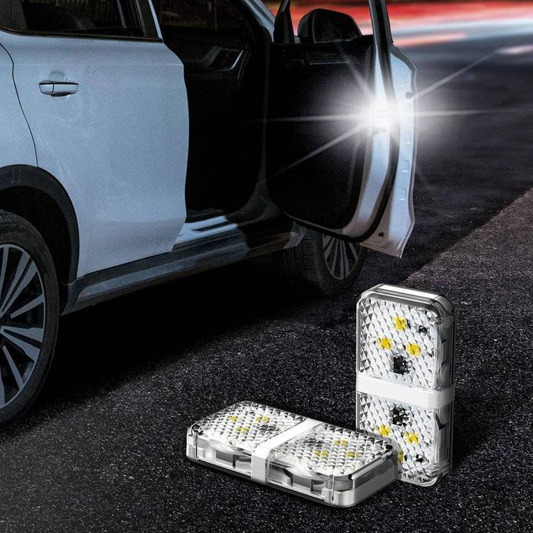 Baseus Door Open Warning Light with LED Lamp, Aluminum + ABS + PC, Waterproof, 2 Pieces - Black