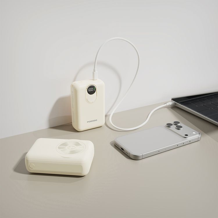 Porodo MAGNEX 20000mAh MagSafe Power Bank with PD 20W, Universal Compatibility, 15W Wireless Charging, Charging, USB-C & Lightning Input/Output - White 