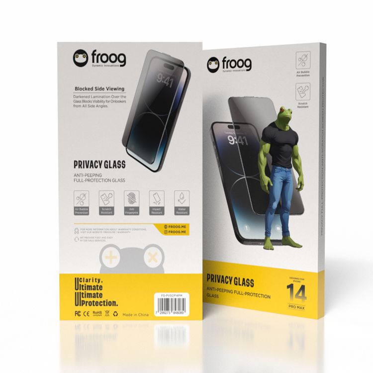 واقي شاشة الخصوصية من iFroog، زجاج حماية كاملة مضاد للتجسس لهاتف iPhone 14 Pro Max، مضاد لبصمات الأصابع ومقاوم للخدش - أسود