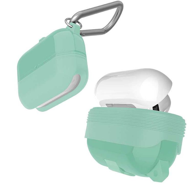 جراب X-Doria Defense Journey لسماعات AirPods Pro مع حلقة تثبيت قابلة للفصل، مصنوع من مادة TPU والسيليكون، مقاوم للماء والغبار، حماية كاملة بزاوية 360 درجة، مضاد للخدش - نعناعي