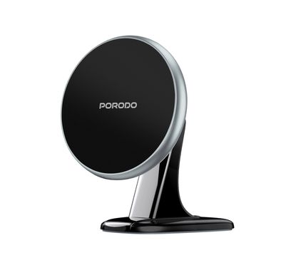 Porodo Magsafe Magnetic Aluminum Mount with Adjustable Viewing Angle, Horizontal & Vertical Modes, N52 Magnets, ABS & Silicone Material - Black