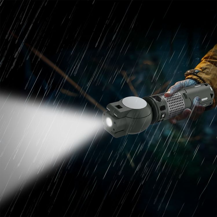 Porodo Foldable LED Camping Lantern with Brightness Control, 7800mAh Battery Capacity, Multi-Angle Illumination, Top Spotlight Beam, Warm Reading Mode, Adjustable Telescopic Rod, Multi-Scene Mounting - Green