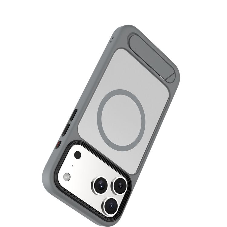 Levelo Matteo Hybrid Kickstand Case with Matte Design for iPhone 17 Pro, Anti-Fingerprint Coating, Impact-Resistant Corners, Raised Bezels for Camera & Screen, MagSafe Compatible, Shock-Resistant Bumper, Drop-Tested - Cloud Gray