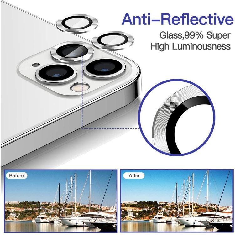 Green Lion Anti-Glare Camera Glass Protector, Anti-Reflective, Anti-Scratch & Explosion-proof Compatible for iPhone 12 / 12 Pro ( 6.1" ) - Silver