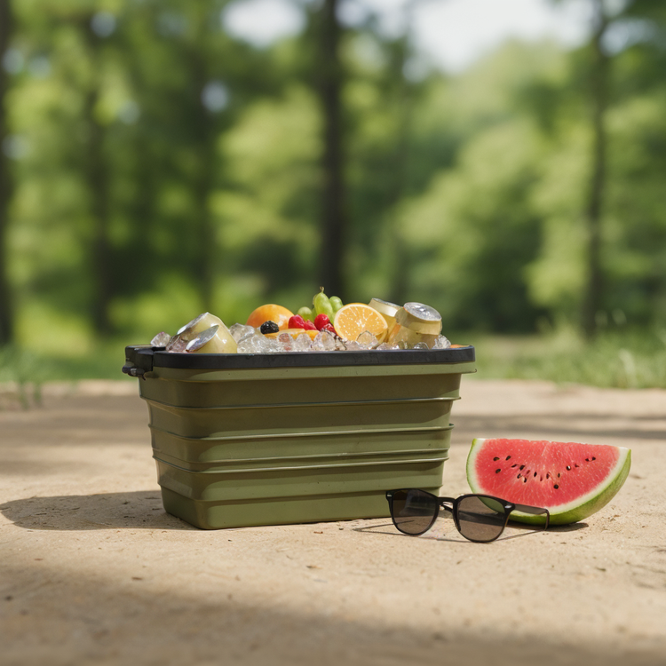 Green Lion Folding Basket with Built-in Table, Foldable Design, 32L Capacity, Collapsible Storage Box, Water-Proof Design - Green