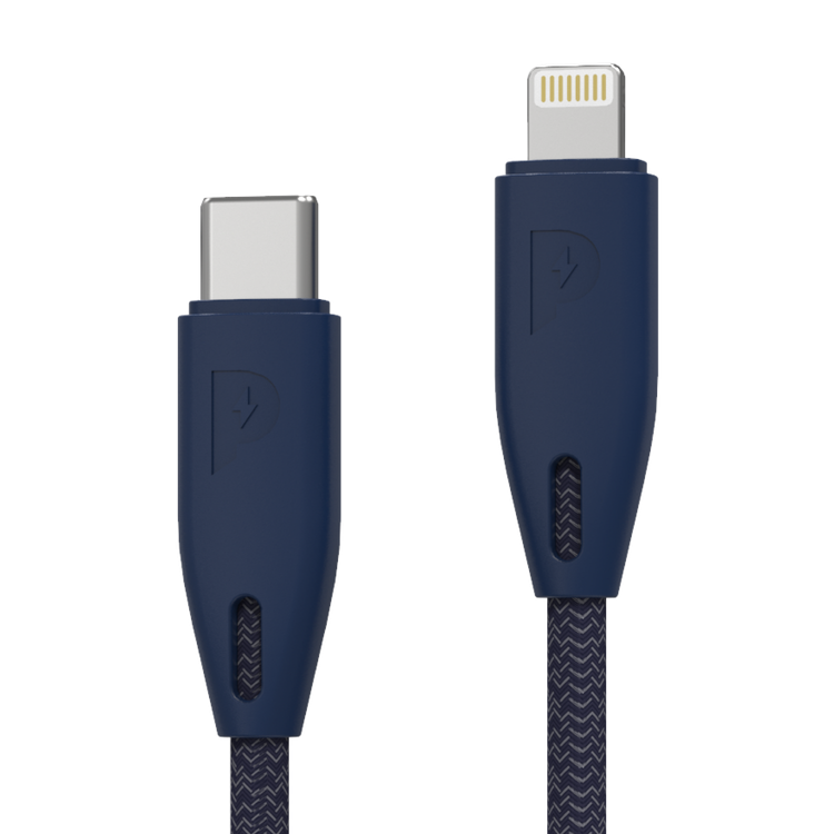 Powerology Fast Charging Cable, [MFi Certified] USB C to Lightning Braided Fast PD Charge 2 meter / 6.6 feet with iPhone 12 Pro Max/12 Mini/12, 11 Pro Max/11 Pro/11, XS Max/XS/XR/X, 8 Plus/8 (Blue)