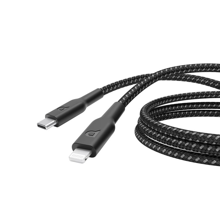 Powerology Braided USB-C to Lightning Cable with 60W Power Delivery, 2m Cable Length, Fast Data Transfer & Fast Charge, Universal Compatibility - Black