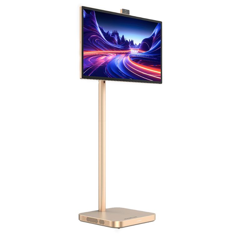 Powerology 32" Google 4K Screen with 4K Camera, 8GB RAM, 128GB Memory, 9800mAh Battery, 16.7M Colors, Android 13, 4 Hours Working Time, Dual 10W Speakers, 2.5 Hours Charging Time - Gold